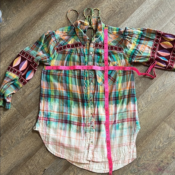 Free People Tops - Free People Colorful Plaid Button-Down Shirt Excellent Condition